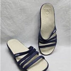 CROCS Blue and Cream Sandals Comfort Slide